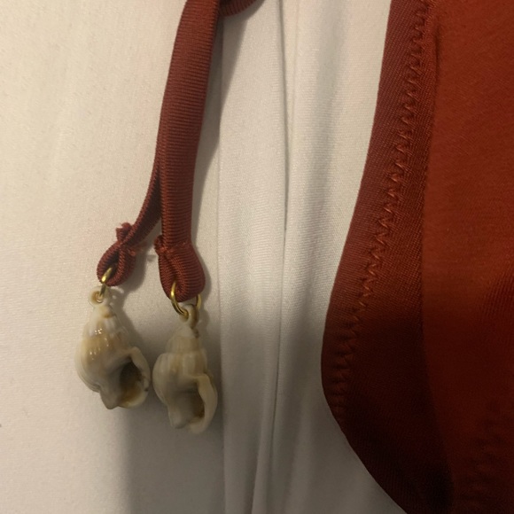 Clearance BURGUNDY 2 piece bikini size L with seashells on strings. - Picture 4 of 5